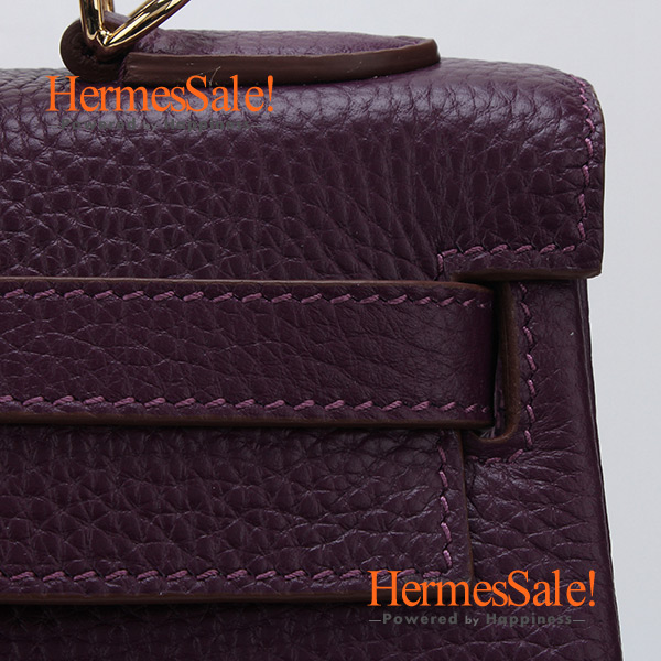 Hermes Kelly Messenger Bag 32cm Cassis Clemence Gold Hardware ...